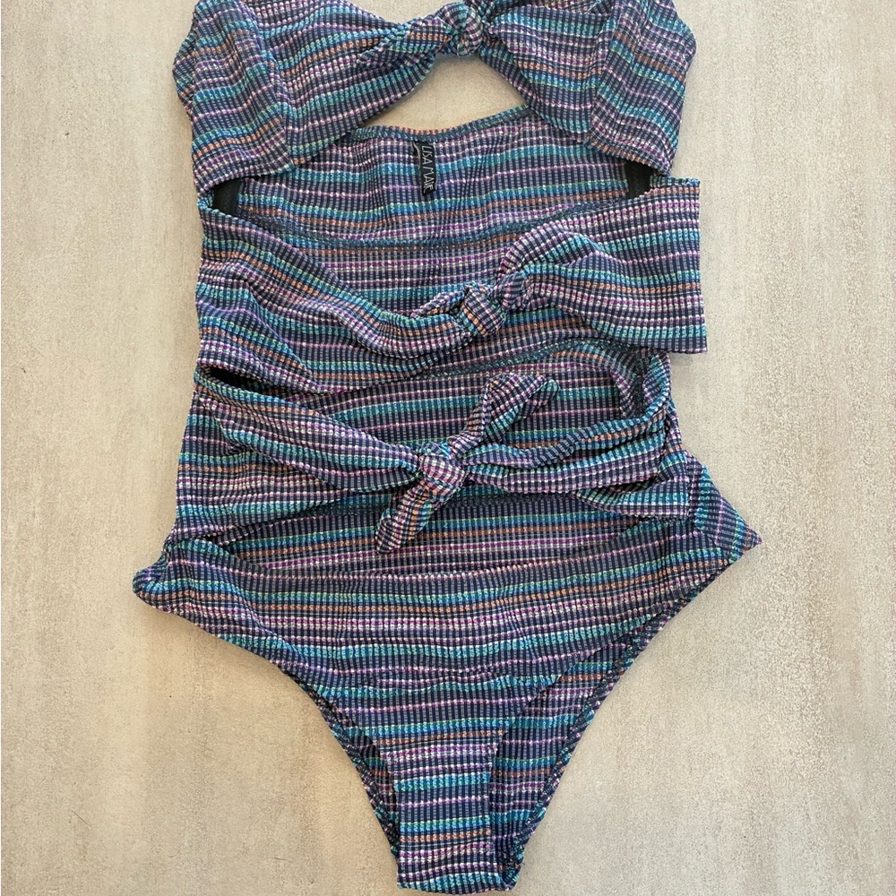 Lisa Marie Fernandez Multicolor Seersucker Striped One Piece